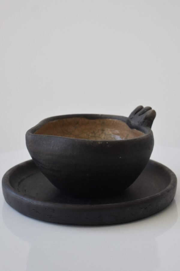 Heart-Shaped Smoked Clay Bowl