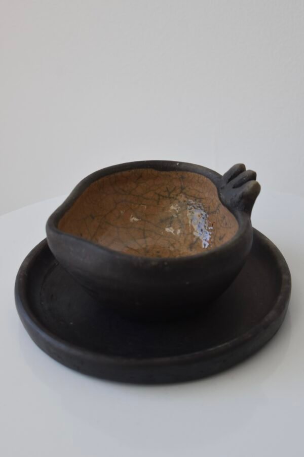 Heart-Shaped Smoked Clay Bowl