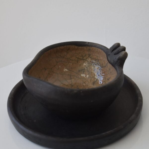 Heart-Shaped Smoked Clay Bowl