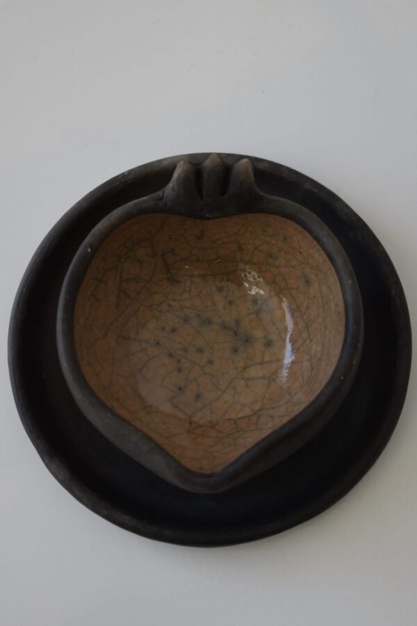 Heart-Shaped Smoked Clay Bowl