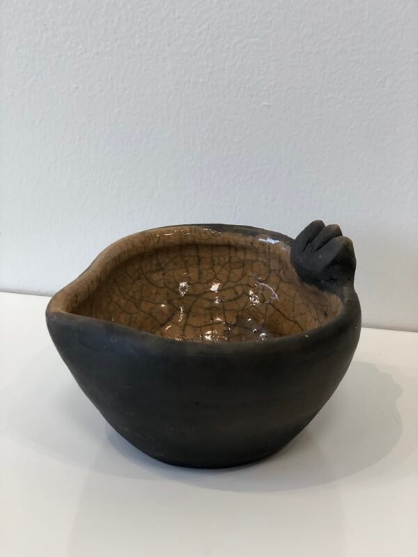 Heart-Shaped Smoked Clay Bowl