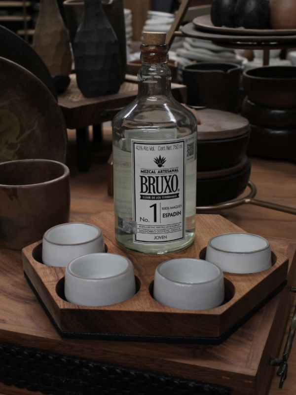 Handcrafted wooden mezcal tasting board