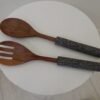 Handcrafted Wooden Salad Servers with Stone Handles