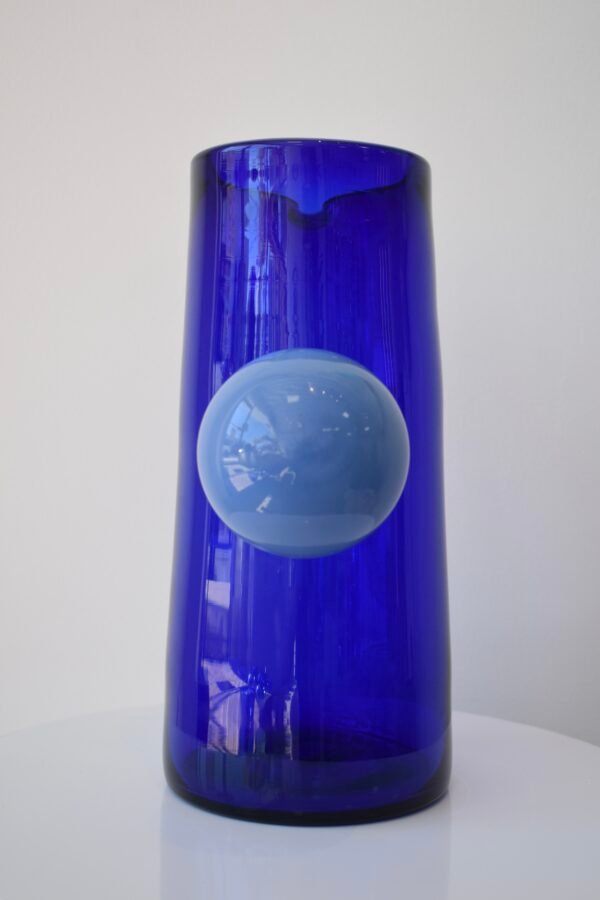 Hand-Blown Cobalt Blue Glass Pitcher