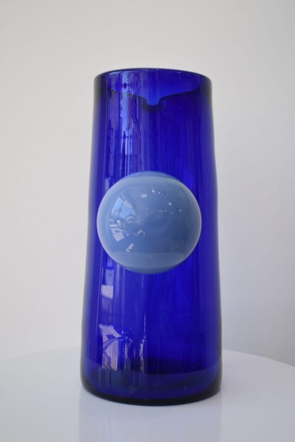 Hand-Blown Cobalt Blue Glass Pitcher
