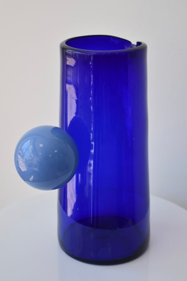 Hand-Blown Cobalt Blue Glass Pitcher