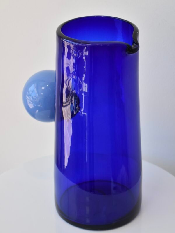 Hand-Blown Cobalt Blue Glass Pitcher