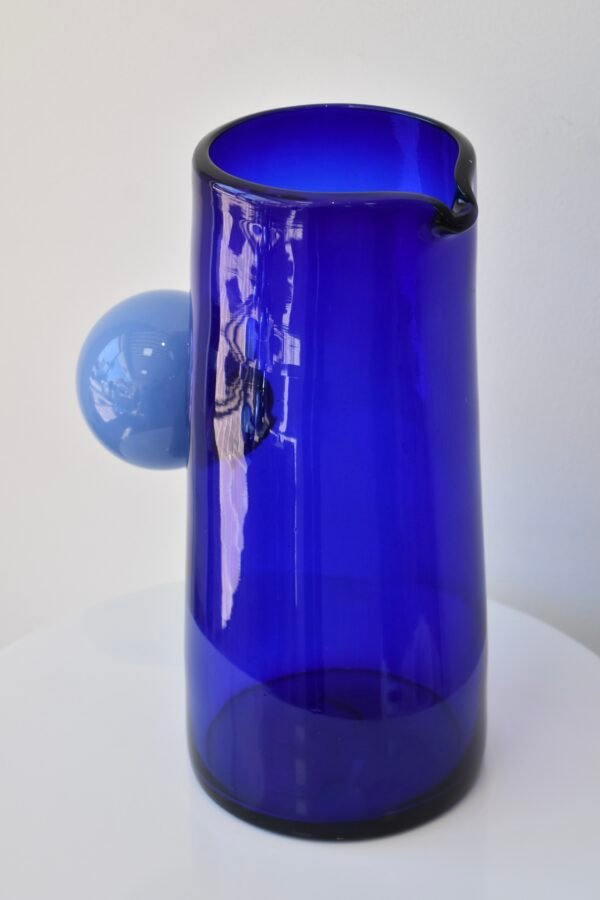 Hand-Blown Cobalt Blue Glass Pitcher