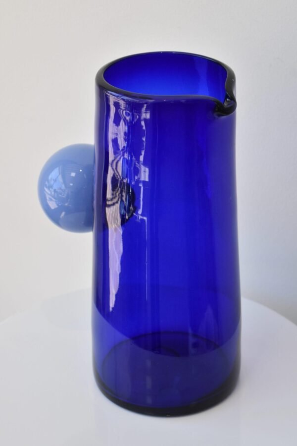 Hand-Blown Cobalt Blue Glass Pitcher