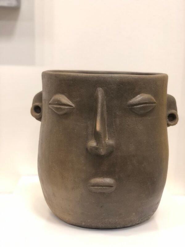 Smoked Clay Face Pot
