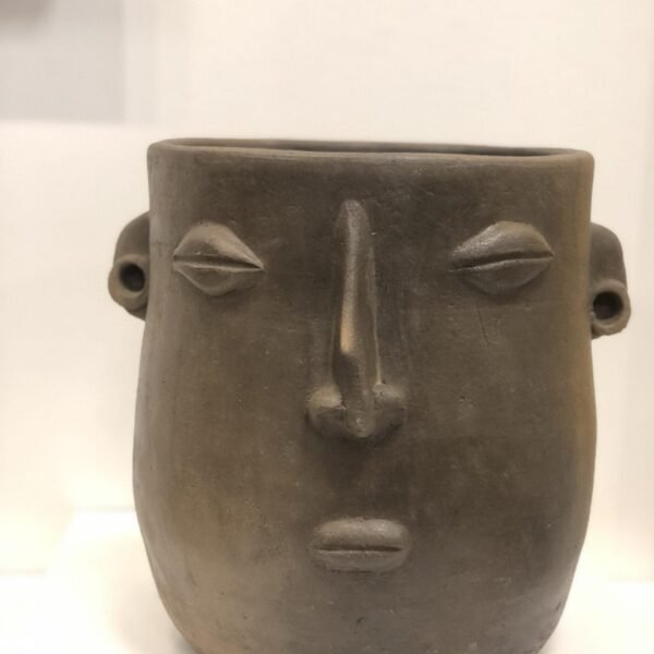 Smoked Clay Face Pot