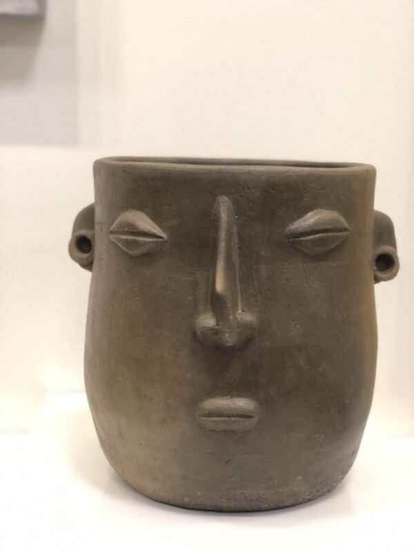 Smoked Clay Face Pot