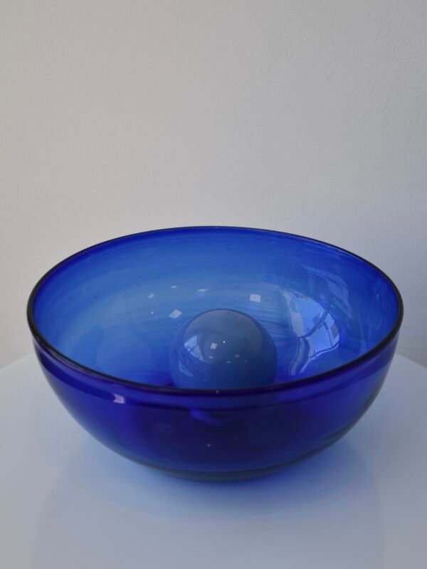 Hand-Blown Cobalt Blue Glass Bowl