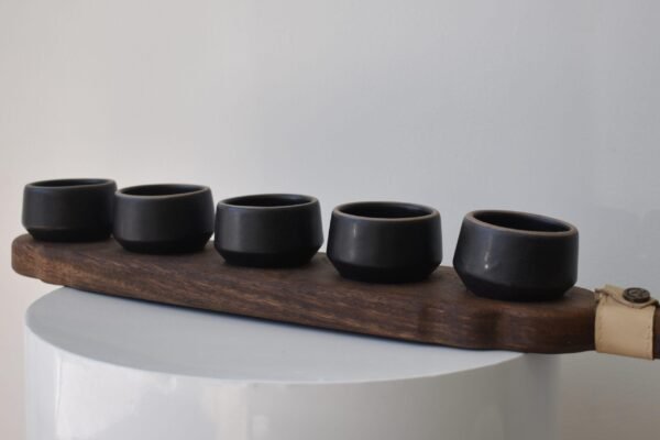 Mezcal tasting board with cups