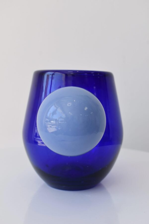 Handblown Glass Tumbler — Sculptural Blue