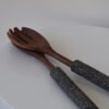 Handcrafted Wooden Salad Servers with Stone Handles